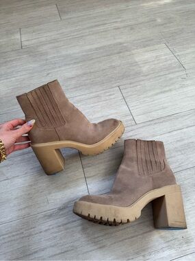 Women’s Taupe Suede Block Heel Ankle Boots Sam Edelman